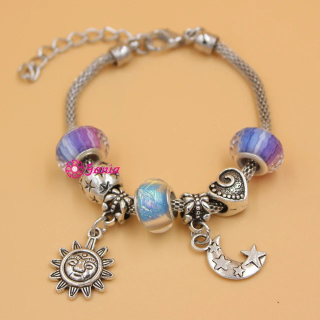Fashionable Jewelry European Beaded Bracelet Blue Bead Star Sun Moon Fashionable Jewelry European Beaded Bracelet Blue Bead Star Sun Moon Charm Bracelets For Women Birthday Gift