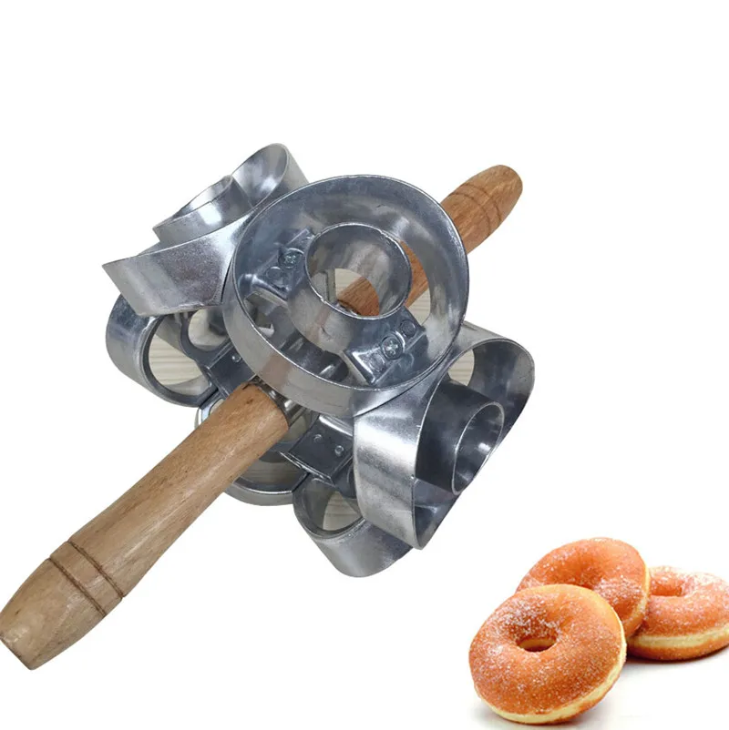 Donuts cutter 1 piece Rolling donuts mold Aluminum donuts maker wooden