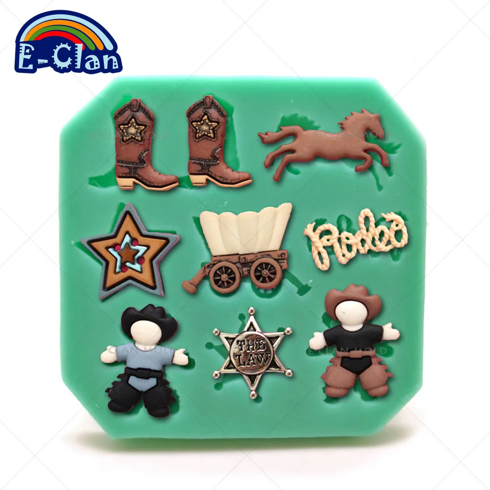 

New arrival cowboy series DIY silicone fondant cake molds chocolate soap mould cake tools for the kitchen baking F0388NZ35