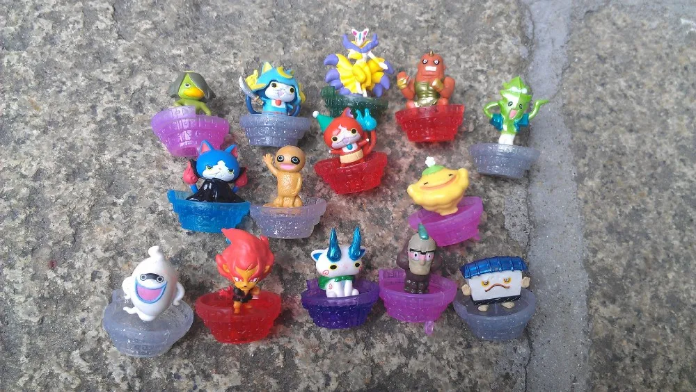 

3pcs no repeat Top quality Lovely Yokai watch dolls with base Cartoon Action Figure Movie Pvc Mini Models Multi color toy