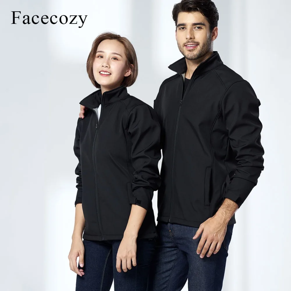 Мужская Флисовая Куртка Facecozy однотонная ветрозащитная куртка с флисовой