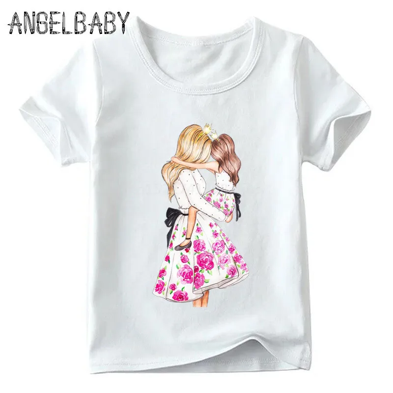 Одинаковые комплекты для семьи с принтом супер мамы и дочки корейская мода Harajuku Kawaii Белая одежда для мамы и дочки футболка для девочек - Цвет: 5281J