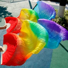 Женские танца живота радужные китайские шелковые вентиляторы для танцев на продажу 180*90 см NMMV1005