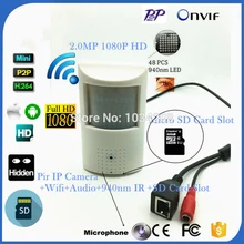 HD P2P Mini IP Wifi Wireless Pin hole PIR Camera 1080P 2MP 940NM Invisible Night Vision