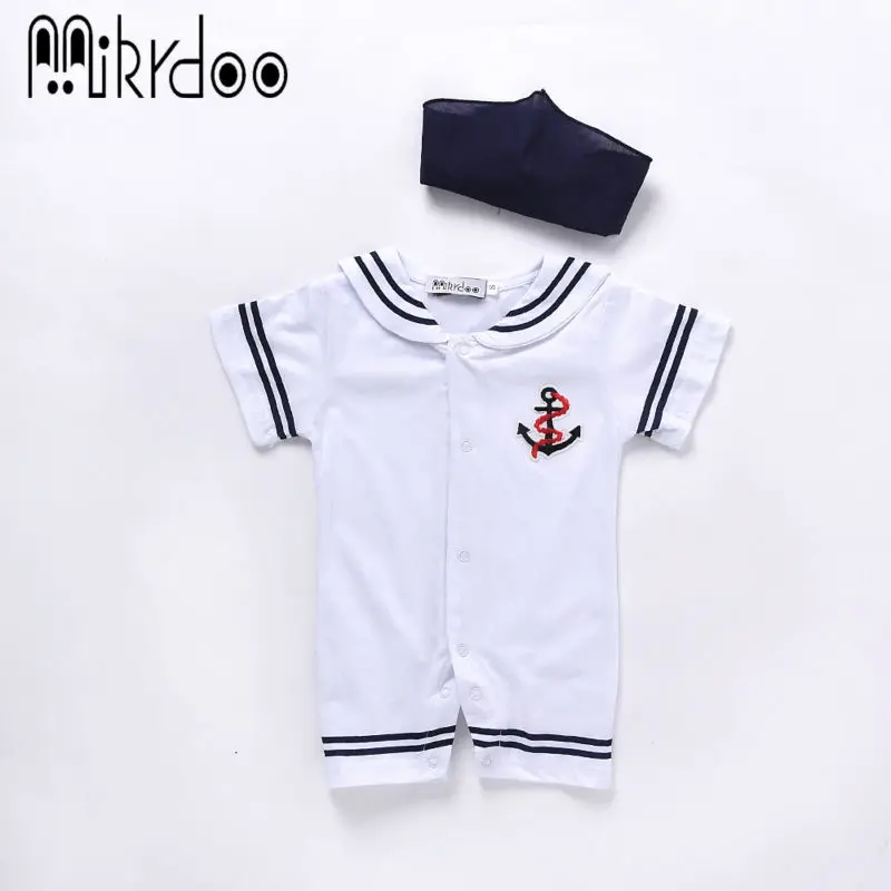 

Baby boy girl clothes toddler short sleeve romper kids bodysuit sailor clothing set infant coverall outfit children costume sale