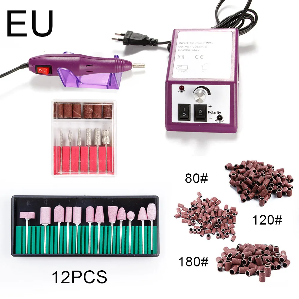 20000 ОБ/мин набор сверл для ногтей фрезерный сверлильный станок для маникюра гель для снятия лака педикюрные ножницы пилочка для дизайна ногтей шлифовальные ленты - Цвет: 18