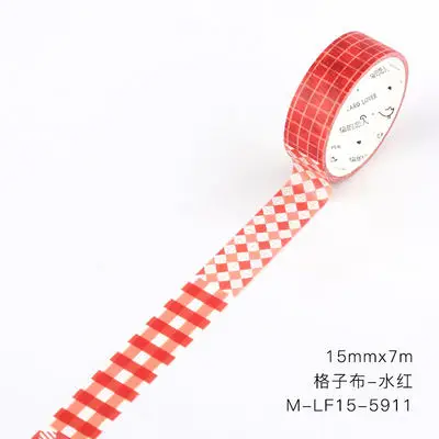 15mm wide color plaids checks grid control square grid collage washi tape DIY Planner diary scrapbooking masking tape escolar - Цвет: red checks