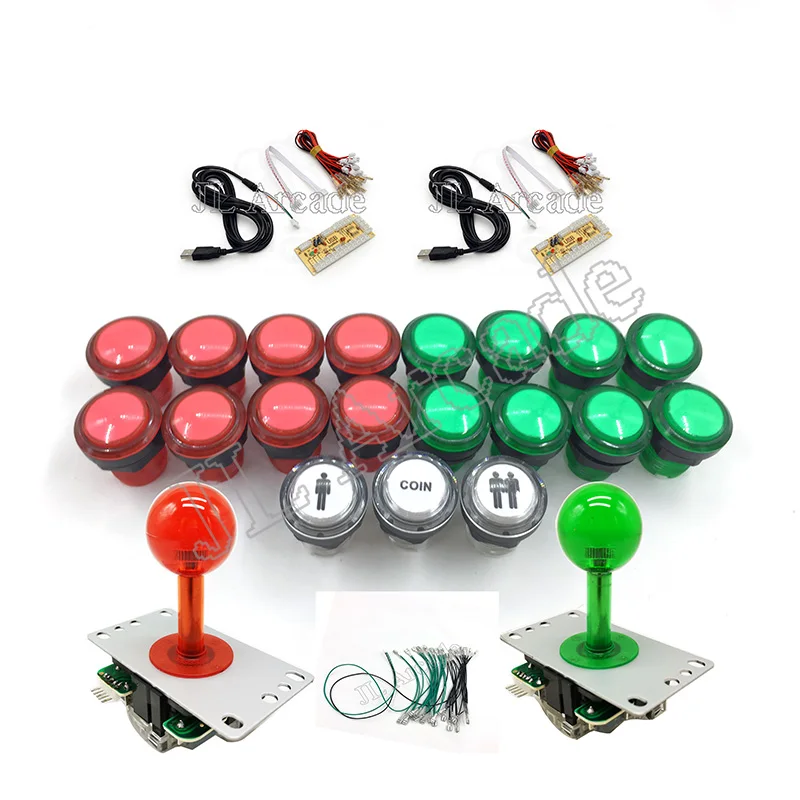 

Arcade Joystick DIY Kits with 2 Players USB LED Encoder 4 /8 Way Joystick Controller LED Illuminated Push Button for Game MAME