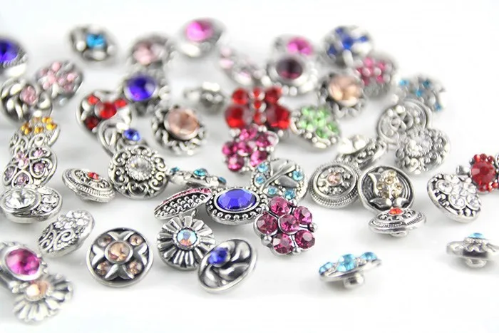 

12mm snap button jewelry 50pcs/lot hot sale many styles Rhinstone Snaps buttons for fit leather charm bracelets free shipping