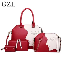 GZL 4 bolsos/de Las Mujeres de LA PU Bolso de las mujeres bolsa de Personajes de la Moda de Impresión hombro bolso de Mano de Señora Crossbody HB0010