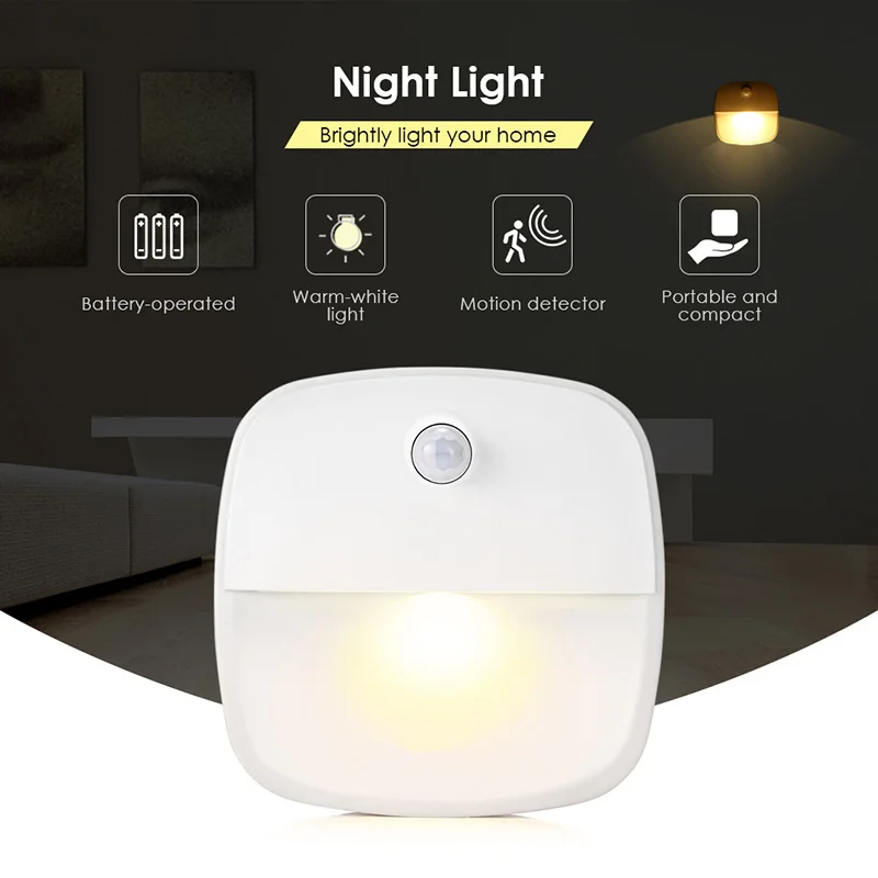 

2pcs/Pack LED Night Light with Sensor Motion Control Dusk-To-Dawn Energy Saving Lamp Bulb for Entryway Warm White Flashlight