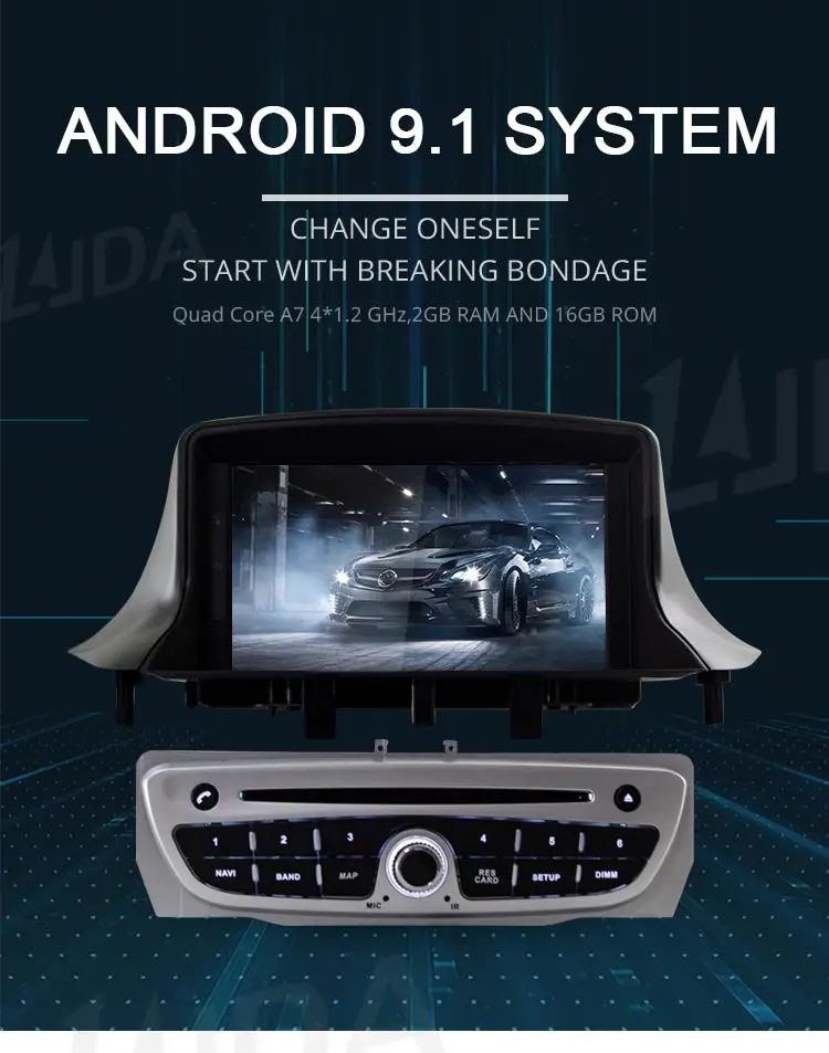 Best LJDA Android 9.1 Car DVD Player For Megane Fluence 2009 2010 2011 Car Multimedia Player GPS Navigation 1 Din Car Radio Stereo 1