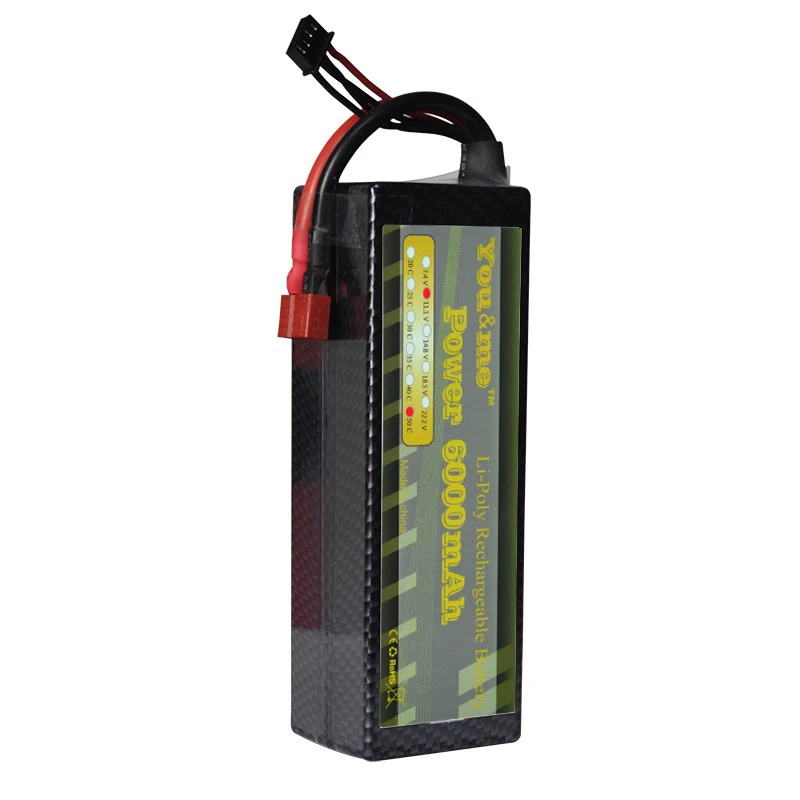 

YouMe Hard Case Lipo Battery 3S 11.1V 6000mah 50C Max 100C for Traxxas 1/10 1/16 Car Truck Boat
