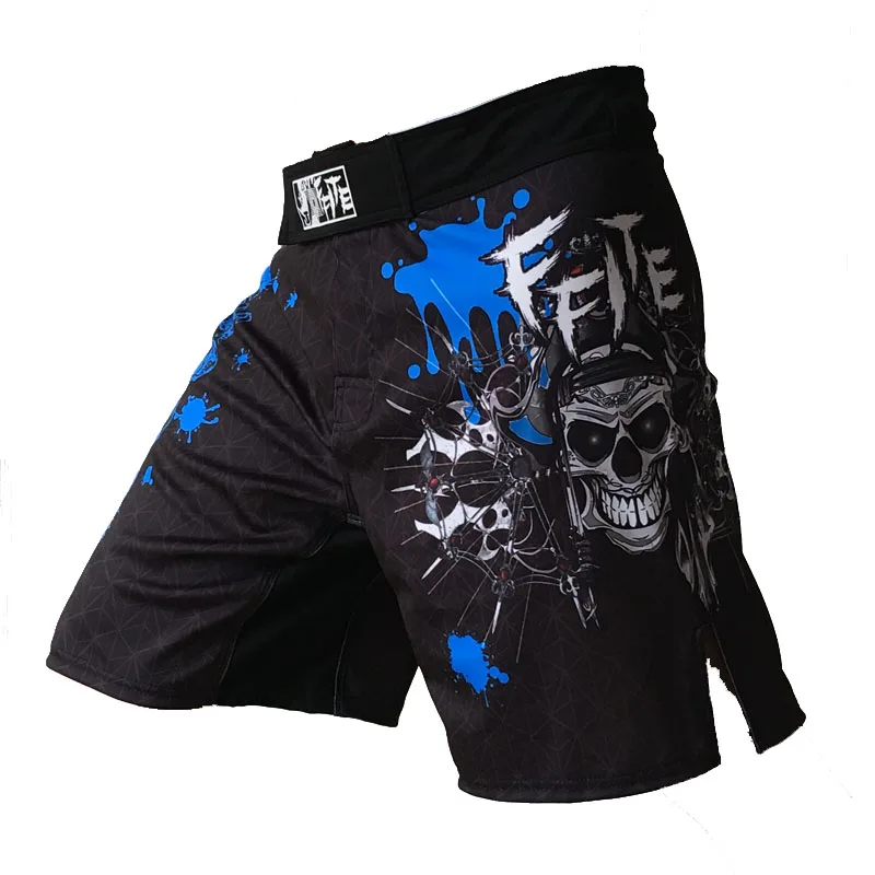 Боксерские трусы ММА фитнес мужские шорты драка дешевые короткие кикбоксинг муайтай тренировочные тайские ММА трусы - Цвет: Blue