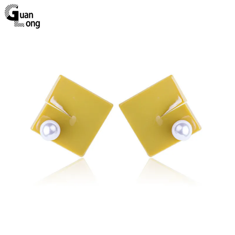 

Guanlong Classic Fashion Resin Earring for Women Big Square Geometric Imitation Pearl Acrylic Drop Earring Elegant Gifts Jewelry