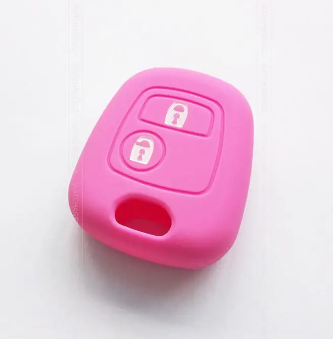 2 кнопки силиконовый чехол для ключей подходит для CITROEN C1 C2 C3 C4 XSARA PICASSO PEUGEOT 106 107 206 207 307 для Toyota AYGO чехол для пульта дистанционного управления FOB - Название цвета: Pink