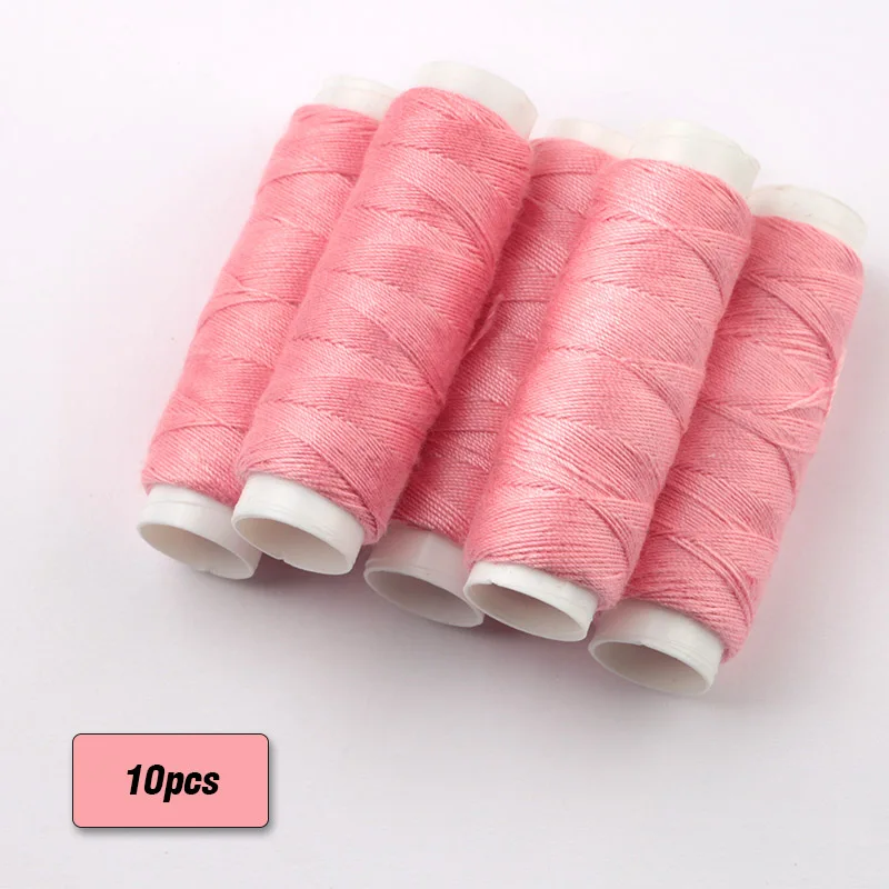 50 м/рулон 16 цветов ручной работы швейная нить домашняя вышивка полиэстер набор ниток швейная игла прочный швейный инструмент - Цвет: pink x 10roll