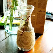 Новинка года; ; витая нить в деревенском стиле; стеклянная ваза; оригинальное украшение для рабочего стола; ваза для бутылок