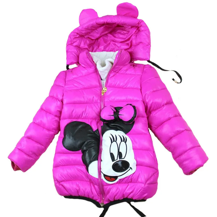 Sale 2 7Yrs Baby Girls Jacket Minnie coat Children clothes down cotton girls winter coat hooded