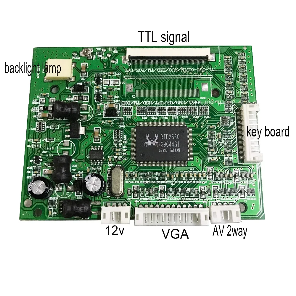 

60Pin-TTL HD car lcd driver board 2AV VGA input