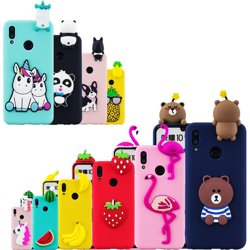 

honor 8A Case sFor Huawei honor 8C cover 3D Unicorn panda Cartoon Silicone cover For etui Huawei honor 8A 8X Case shell Fundas