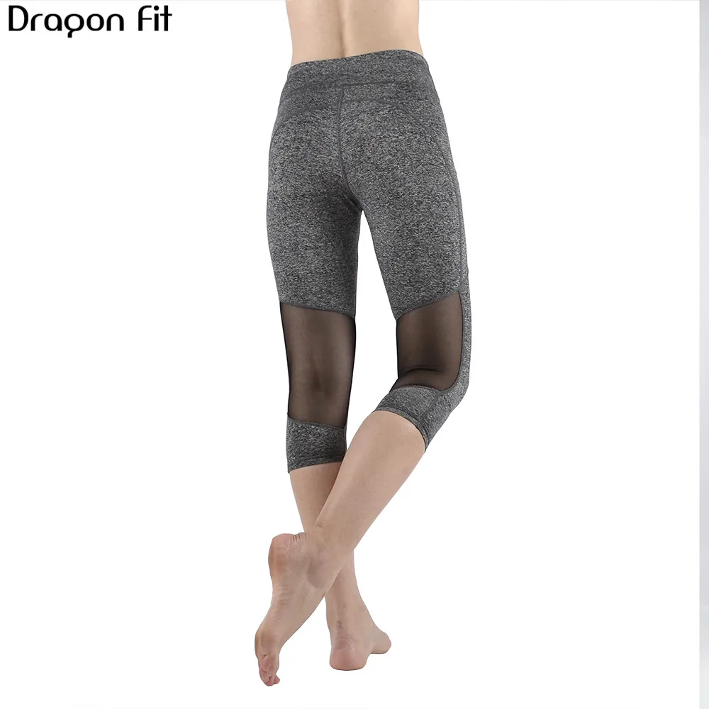 Женские леггинсы для фитнеса Dragon Fit Сетчатые эластичные спортивные штаны с