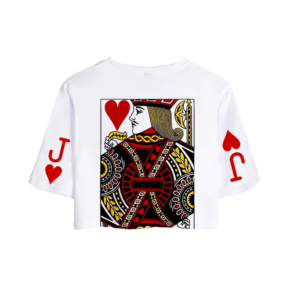 Kpop Poker 3D Jack queen King женский открытый пупок верхняя Футболка Harajuku T Shein летние мягкие
