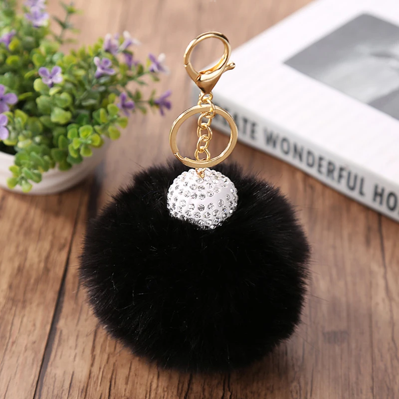 Porte Clef Pompom 15 цветов 10 см из лисиного меха брелок для сумки плюшевые автомобильный