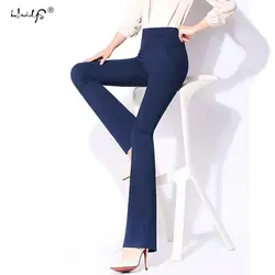 Осень плюс размер 4XL брюки с высокой талией женские новые модные весенние OL повседневные расклешенные брюки рабочие брюки длинные брюки