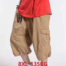 Стиль сафари летние мужские шорты Карго Большие размеры 6XL 7XL 8XL шорты с карманами эластичные повседневные хлопковые шорты цвета хаки черного цвета