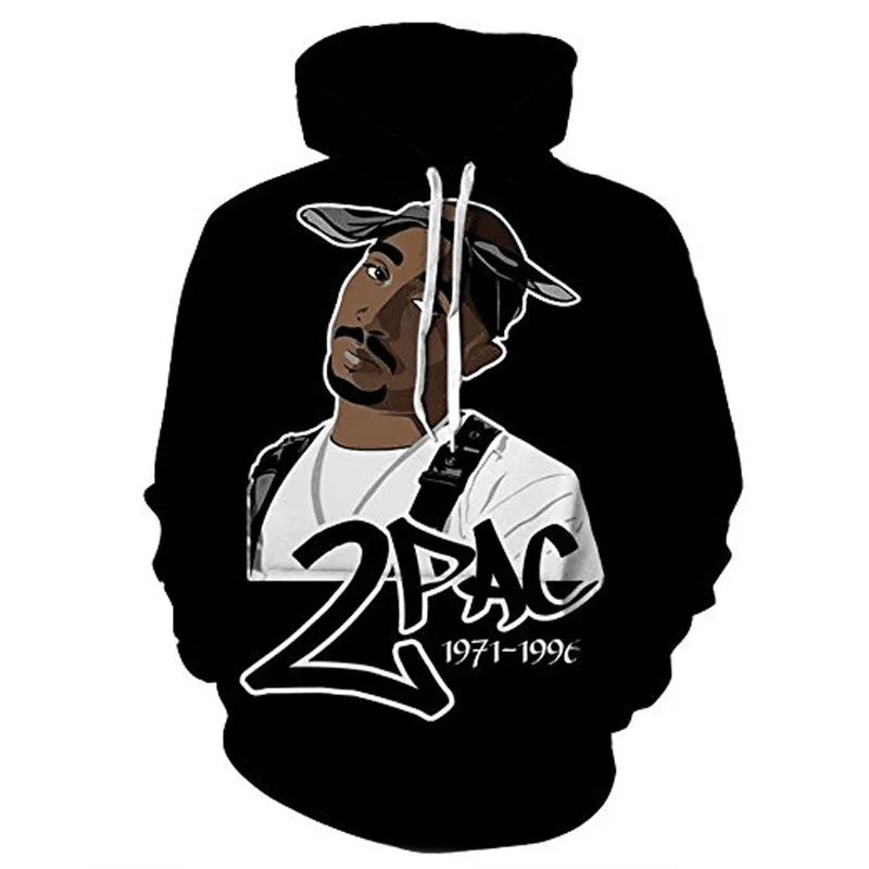 Хип-хоп 2pac 3d Толстовка с капюшоном для мужчин, весенние пуловеры, принт рэпера, толстовки с Тупаком, топы с длинными рукавами, черные толстовки с капюшоном