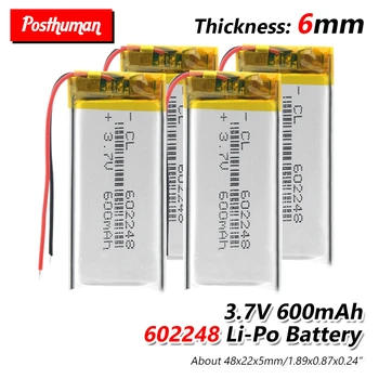 

Rechargeable 600mAh Lipo Battery 602248 li-ion Lipo cells Lithium Li-Po Polymer Battery For GPS MP3 MP4 PSP Bluetooth Speaker