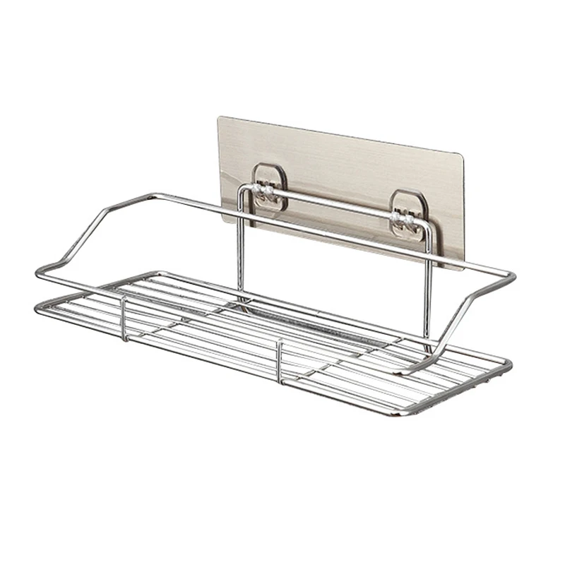

Hot New Stainless Steel Bathroom Kitchen Shelf Storage Adhesive Basket Punch Free Hogard OC15