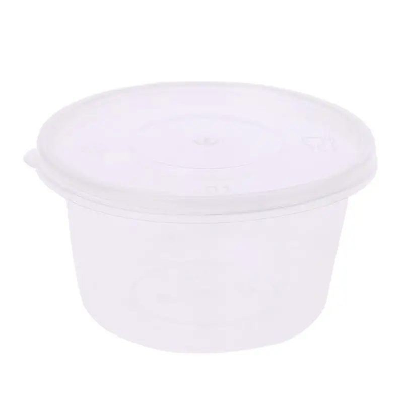 

Hot Sell 10pcs Kitchen Disposable Plastic Sauce Cup Pot Chutney Container With Lid Slime Storage Box Case 100ml