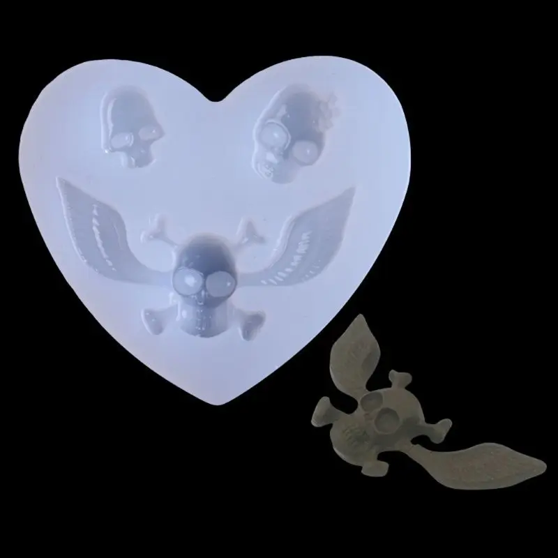 

Food-grade Epoxy Resin Silicone Molds DIY Skeleton Head With Wings Cake Fondant Resin Casting Jewelry Molds