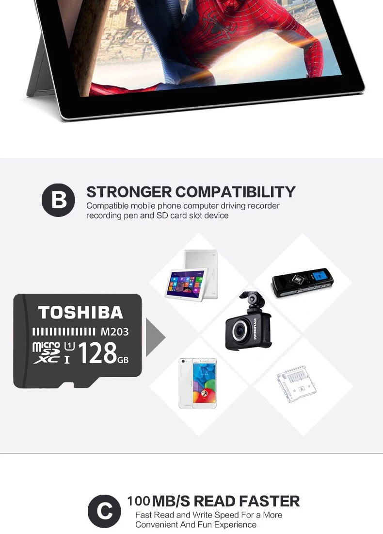 TOSHIBA Micro SD карта 128 Гб 64 Гб SDXC класс 10 UHS-I Карта памяти SDHC 16 ГБ 32 ГБ TF/microsd SD Micro карта