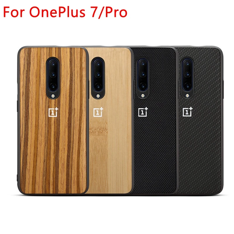 

Luxury Fashion Silicone Carbon Fiber Nylon Wood Back Cover Case For Oneplus 7 7 Pro Protect Shell Shockproof Back Cover Case
