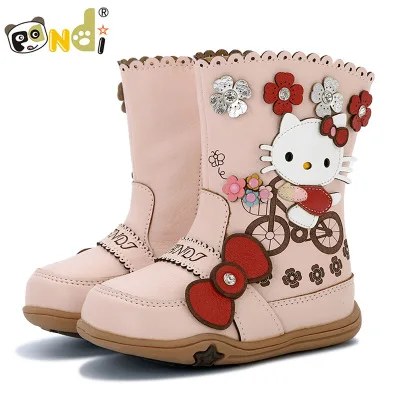 

2017 New arrvials children Hello Kitty cartoon boots Bow flower decoration Cute princess shoes Anti-skid wear quality is good