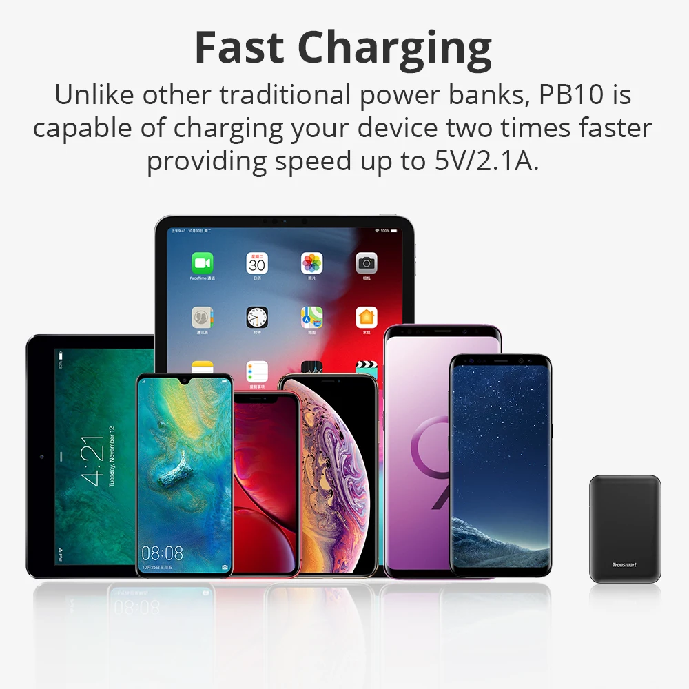 Tronsmart PB10 Mini Power Bank 10000mah Fast Charge External Battery Portable Charger with LED Display for iPhone,Samsung,xiaomi