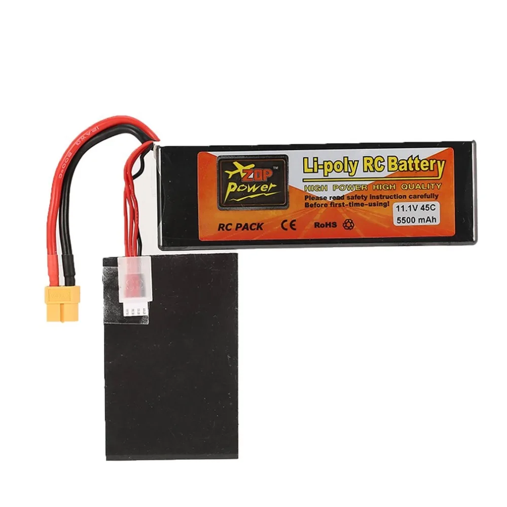 

ZOP Power 11.1V 5500mAh 45C 3S 1P Lipo Battery T Plug Rechargeable for RC Racing Drone Quadcopter Helicopter Car Boat Model