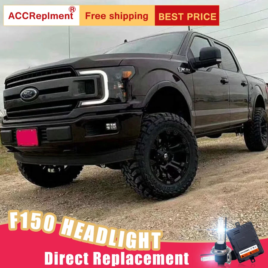 #Special Offers 2Pcs LED Headlights For Ford F-150 2018-2019 led car lights Angel eyes xenon HID KIT Fog lights LED Daytime Running Lights