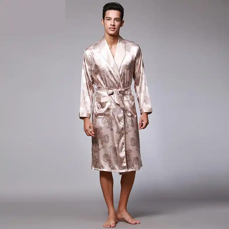 mens silk robe paisley