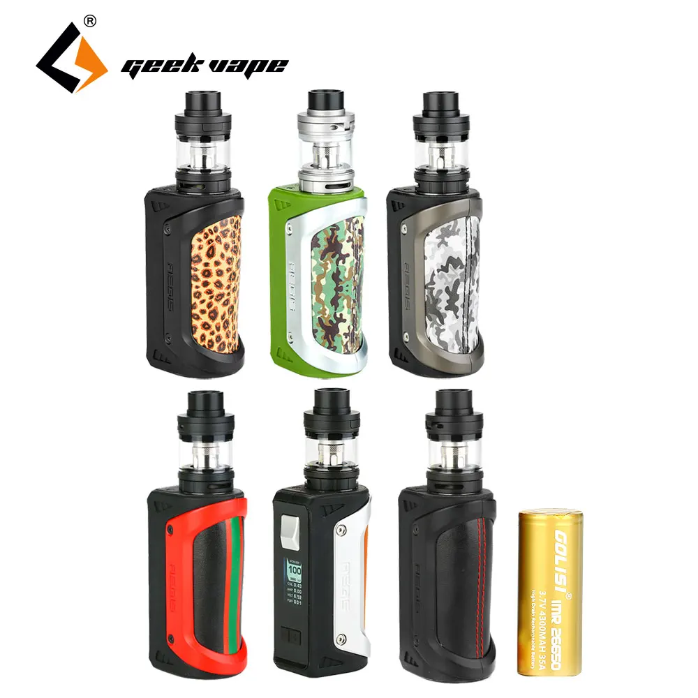 Оригинальный GeekVape Aegis 100 Вт 26650 TC Комплект 4300 мАч с 4,5 мл щит танк и 0,015 s быстро стрелять supports18650/26650/20700/21700