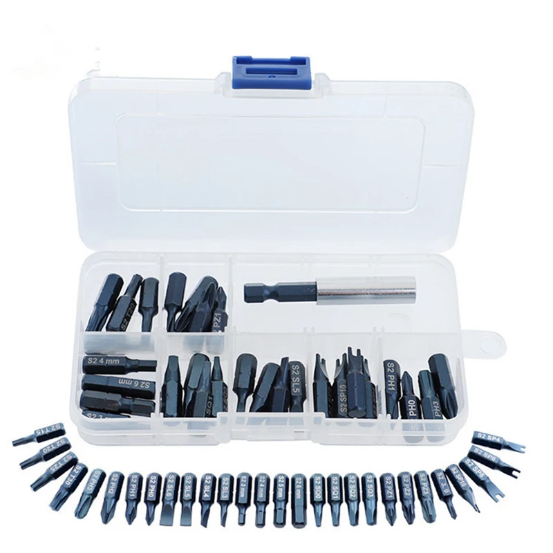 

1/4" (6.35mm) Screwdriver Bits Set S2 Alloy Steel Multitul with Magnetic for Ratchet Wrench and Power Tools with Tool Box