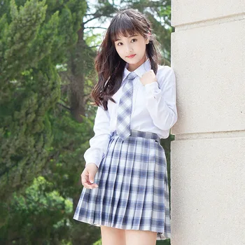 

Uniform Pleated skirt Light brown white grid Earth yellow Jujube Purple White dreamy grid skirts