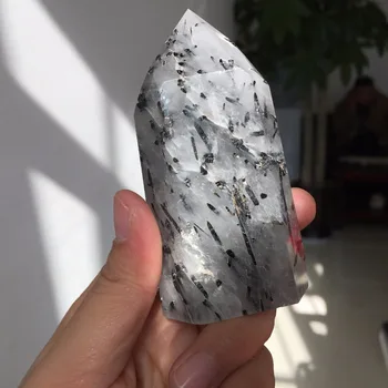 

China Hot Sale New Products 193g Natural Black Tourmaline Quartz Healing Crystal Wand Reiki Gift Home Decor