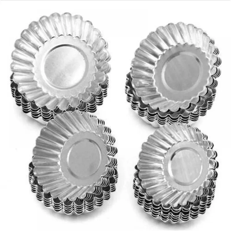 10 Pcs/Set Aluminium Alloy Egg Tart Mold Partical Cupcake Fruit Cake