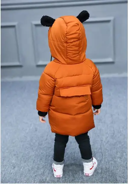 Мальчик ребенок в длинное пальто хлопок детская зимняя куртка-пуховик 2018 новый для малышки Теплая хлопковая куртка