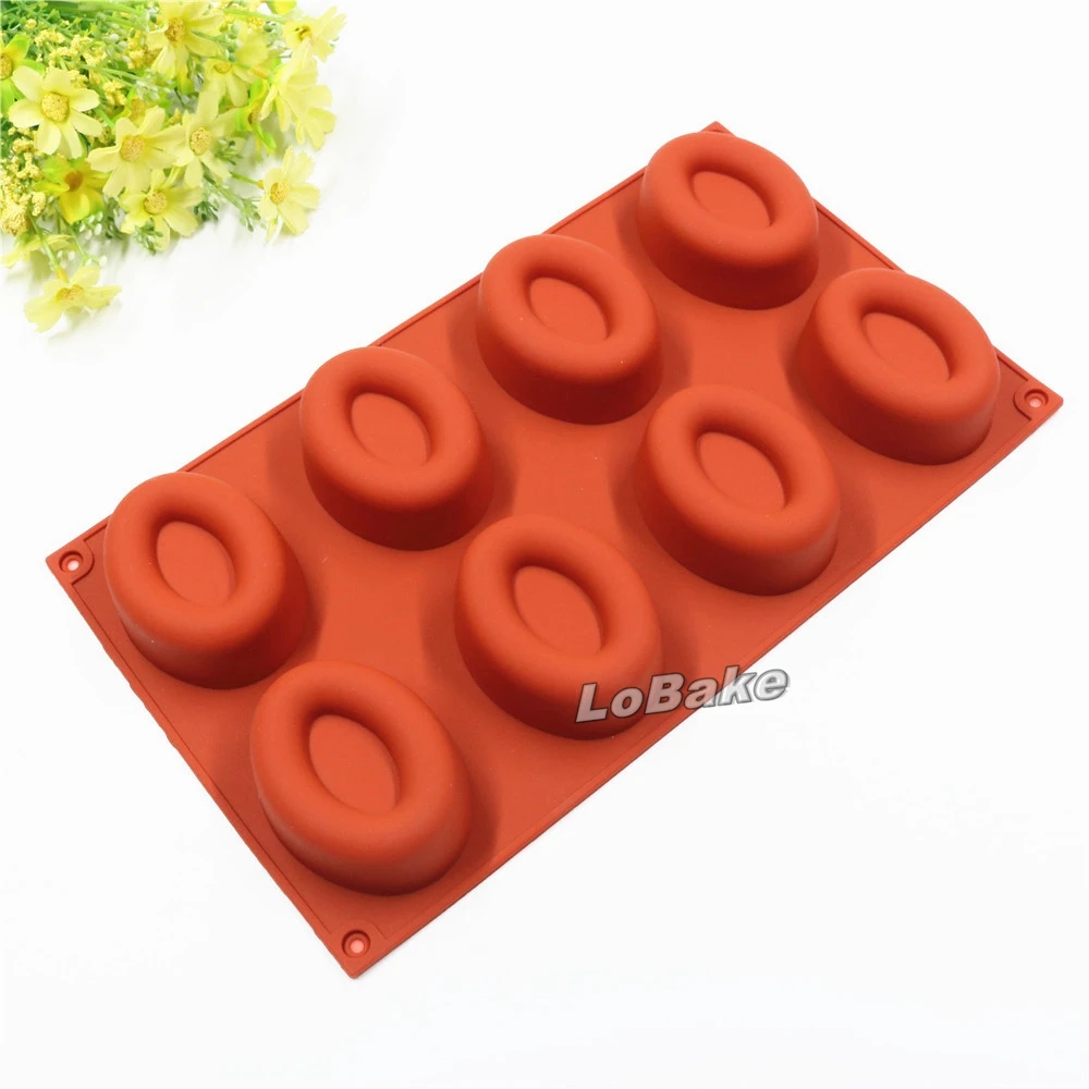 

High grade 8 cavities oval doughnut shape silicone mold soap moldes chocolate tools fondant molds biscuit mould DIY bakery
