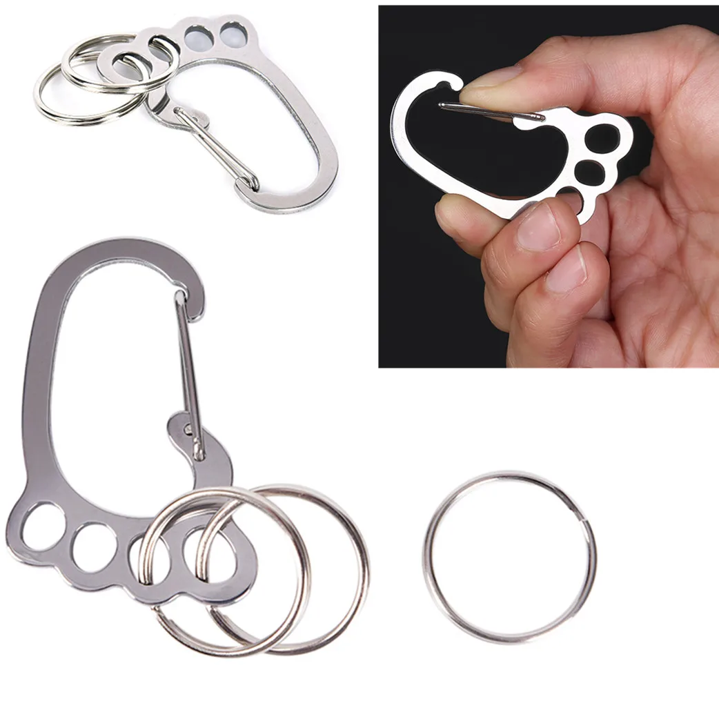 

1pc Novelty Creative Stainless Steel Foot Shape Keychain Cute Key Ring Hook Outdoor Camping Hiking Buckle Carabiner Key Holder